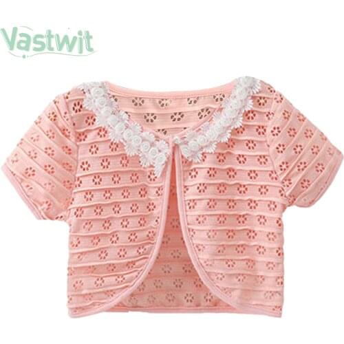 Kids Girls Hollow Lace Pearl Cardigan Short Sleeve Bolero Jacket Shrug For Wedding Party Children Bridal Dress Cloaks Shawl Cape