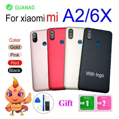 For Xiaomi Mi A2 6X Battery Cover Back Housing Rear Door Case For Xiaomi Mi A2 6X Battery Cover+Power Volume Button Replacement