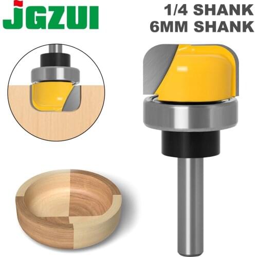 1-1/8" Diameter Bowl & Tray Router Bit - 1/4" 6mm Shank Round Nose Milling Cutter with Bearing for Wood Woodworking