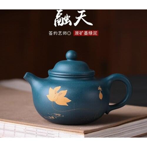 Sand Teapot Distribution Teaware Wholesale Black Green Mud Melting Ceiling Pot Pure Handmade Pot One Delivery Factory