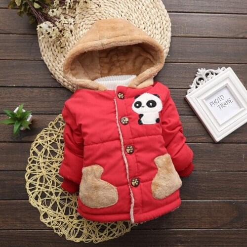 Cartoon Panda Boy Baby Cotton Jacket Kids Winter Thicken Warm Hooded Coat Children Casual Outerwear Girls Baby Keeping Clothing