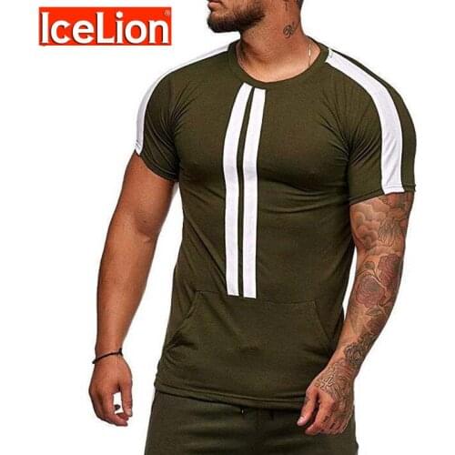 IceLion Solid Color T Shirt Men 2021 Summer Fashion Fitness Quick Dry T-shirt Casual Mens Short Sleeve O-neck Slim Fit Tshirt