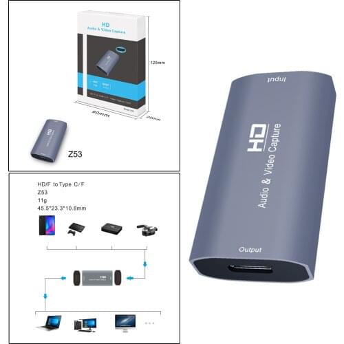 HD Type-C Audio Video Capture Card, USB-C 4K 1080P for Live Streaming Recording for PC Phone