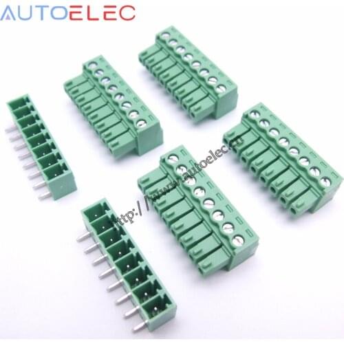 100pcs/ a lot 8P PCB terminal blocks Plug component Pitch 3.81mm male and female right-angle pin electrical terminal blocks
