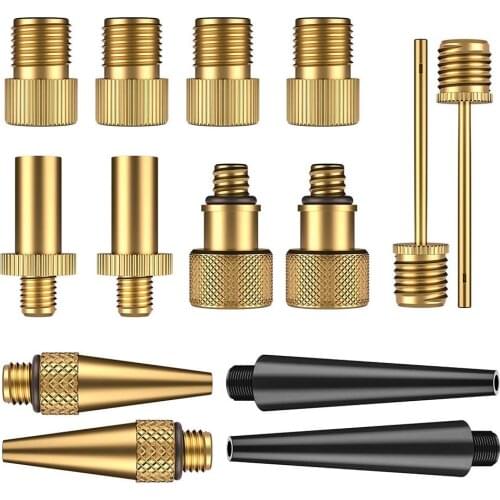 14Pcs BBike Pump Adapter Set SV AV DV Valve Adaptor Connector Copper Bike Tire Pump Adapter Kit Bicycle Inflator Pump Accessory