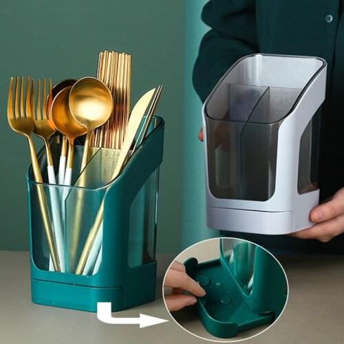 Multifunctional Chopstick Holder Soop Fork Storage Box Kitchen Drain Rack Home Office Storage Pen Holder Stationery Organizer
