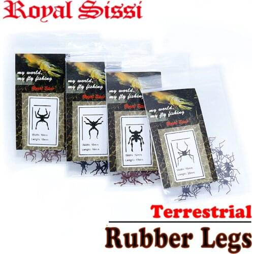 Royal Sissi hot 4optioanl styles realistic terrestrial insect rubber legs 20pcs pack soft trout fishing lure fly tying materials
