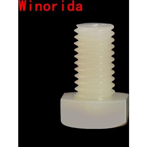 Nylon Outer Hexagon Bolt White Plastic Plastic Screws M3 M4 M5 M6 M8 M10 M12 PA66 20PCS