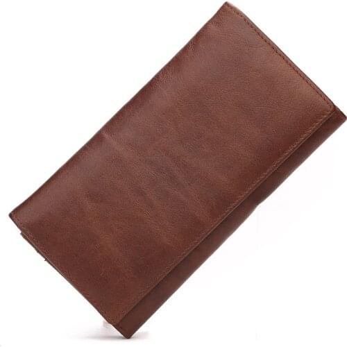 2020 new top layer cowhide wallet long retro oil wax leather wallet mens wallet cowhide casual clutch men wallets