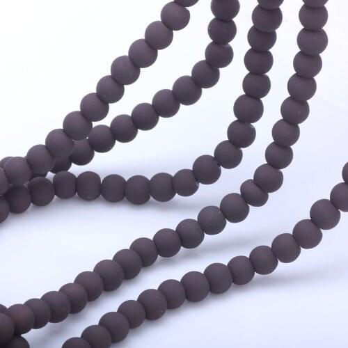 OlingArt 6MM/8MM 50pcs/lot Glass Rubber Round beads Dark brow colour beads Bracelet DIY Earrings Necklace Jewelry Making
