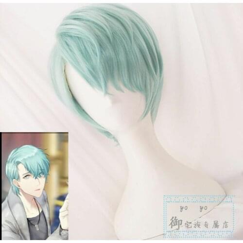 Anime Game Mystic Messenger Cosplay Wigs Saeran Ray Wig Short White Mix Pink Heat Resistant Synthetic Hair Cosplay Wig + Wig Cap