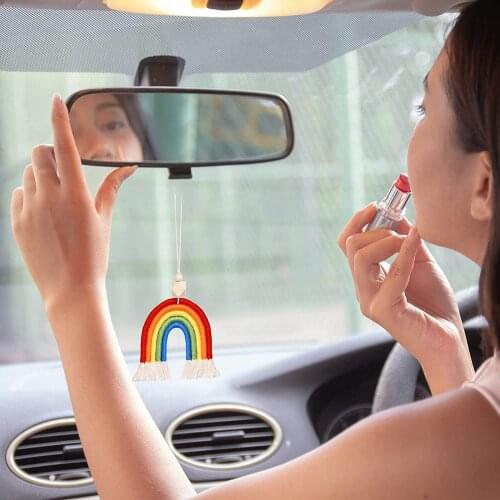 Car Hanging Accessories Air Freshener Decor Car Pendant Boho Rainbow Wall Hanging Car Diffuser Hanging Rearview Mirror Ornaments