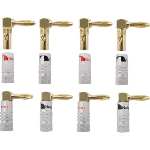 Gold-Plated 4mm Banana Plug Right Angle Adapter Gold-Plated 4mm Banana Male Plug Jack L Shape Audio Speaker Wire Cable Connector