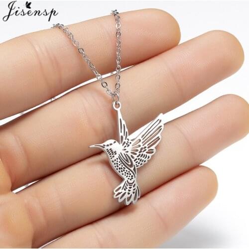 Jisensp Animal Simple Necklace Stainless Steel Hummingbird Necklaces & Pendants Clavicle Chain Swallow Birds Necklace collares