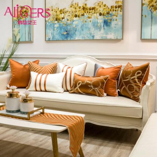 Avigers Luxury Orange White Modern Throw Pillow Cases Striped Cushion Covers for Sofa Bedroom Living Room Cars