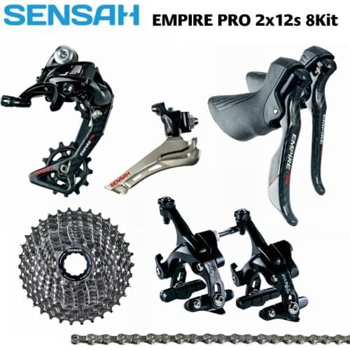 SENSAH EMPIRE PRO 8 Kits Carbon fiber 2x12 Speed 24s Road Groupset R/L Shifter + R/F Derailleurs + ZRACE Cassette/Chains/Brake