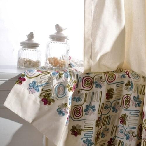 Embroidery Curtains for Living Room Cotton and Linen Dining Room Bedroom Home Decorative Window Blackout Blue Simple and Modern