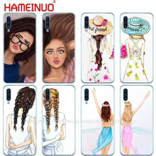 Silicon phone cover case for Samsung Galaxy S10 E PLUS A10 A20 A30 A40 A50 A70 A10E A20E M20 Girls Best Friends BFF Matching