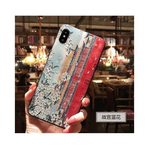 Warm winter The Forbidden City Emboss Case For Iphone 11 PRO MAX XS MAX XS X XR For 6 6s 7 8 Plus cover Plum blossoms Beautiful snow scene