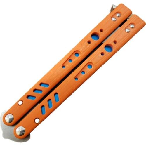 Theone BRS Rep Butterfly Knife Trainer Knife Orange G10+titanium Handle D2 Blade Bushing System Hunting Knifes EDC