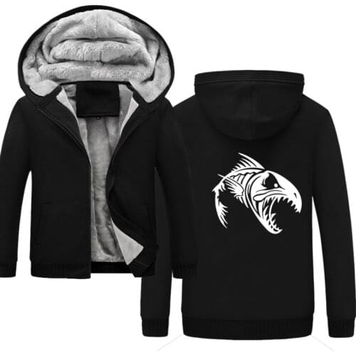 Fish Skeleton Autumn Winter Men Hoodie Sweatshirt Long Sleeve Tops Shirt Sweatshirts Pullover Sweatshirt Male Coats Outerwear
