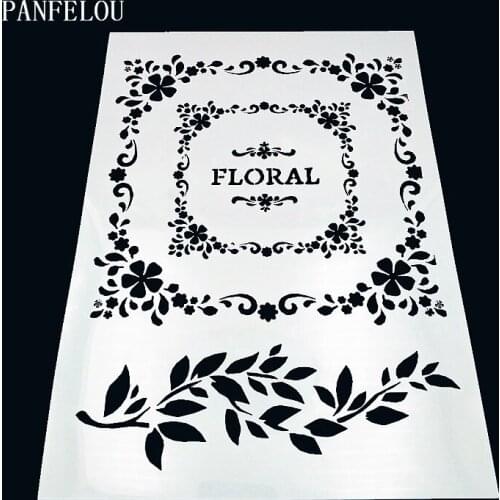 29.5*21cm The Text garden scrapbook stencils spray plastic mold shield DIY cake hollow Embellishment printing lace ruler