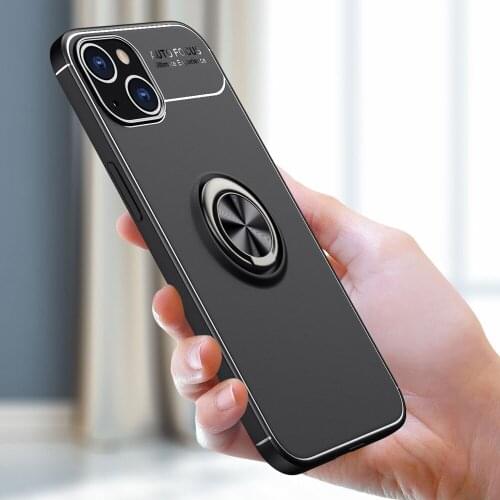KEYSION Shockproof Phone Case for IPhone 13 Pro Max 13 Mini Soft Silicone Ring Stand Back Cover for IPhone 12 Mini 11 Pro Max