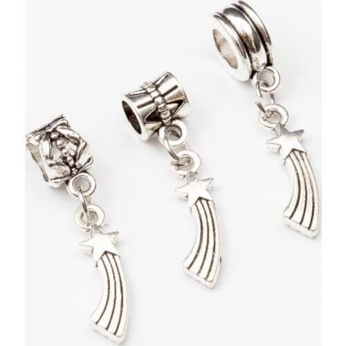 10pcs star European Bead Vintage Silver Charms fit for pandora style Bracelets Necklace DIY Metal Jewelry Making JA600087