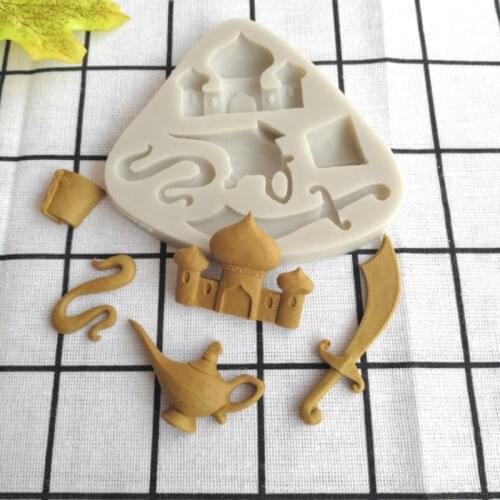 Magic Lamp Castle & Knife Mold Fondant Cakes Decor Tools Silicone Mold Sugarcraft Chocolate Baking Tools For Cakes Gumpaste Form