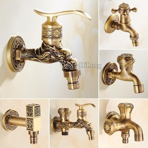 High Quality 1 Piece Wall Mount Cold Water Basin Faucet Brass Antique Washing Machine Taps Bathroom Mop Pool Taps Bibcocks Taps