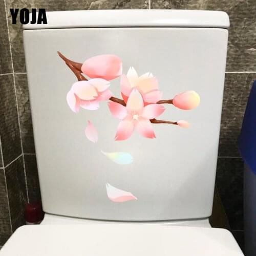 YOJA 19.8X20.9CM Delicate Pink Cherry Blossoms Home Room Decor Creative Wall Sticker WC Toilet Decal T1-1843