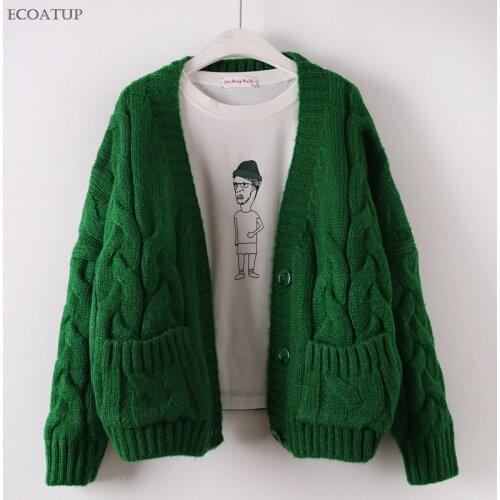 Crossing Open Knit Sweater Women Normcore Drop Shoulder Twist Thicken Cable Open Stitch Jacket Female Oversized Cardigan