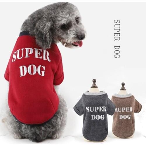 1PCS Embroidery Super Dog Sweaters French Bulldog Dog Clothes Sports Sweater Puppy Clothes Dog Fleece Jacket Coat Teddy Apparel