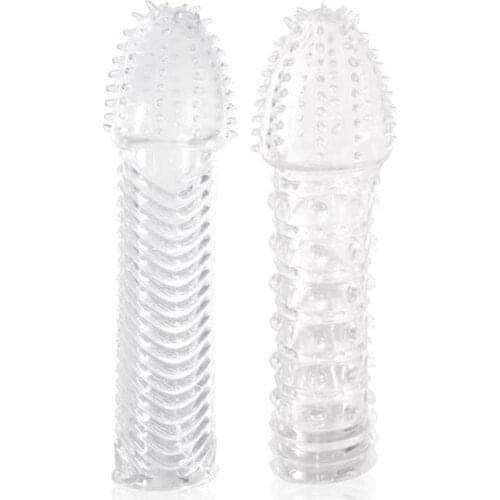 1PCS Reusable TPE Crystal Penis Sleeve Condom Penis Extendtion Time Delay Soft G Point Kondom Safer Sex Toy for Men EK-New