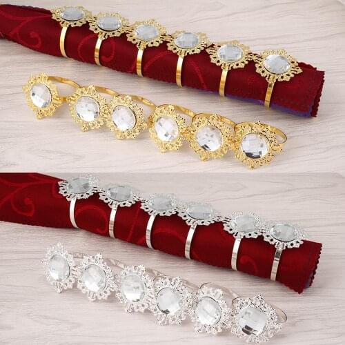 Napkin Holder 12pcs Diamond Designed Napkin Rings Decor Table Banquet Crystal Luxurious