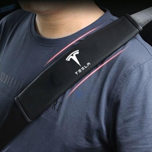 2Pcs Car Seat Belt Pads For Tesla Model 3/S/X Seat Shoulder Strap Pad Cushion Cover Car Belt Protector Safety Belt Cover interio
