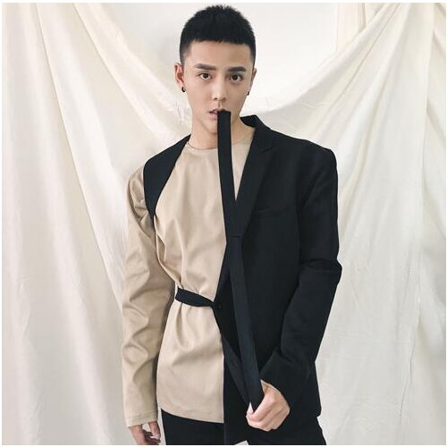 S-5XL 2020 Mens clothing fashion Star GD hair stylist One sided personality design Half bandage suit plus size Singer costumes