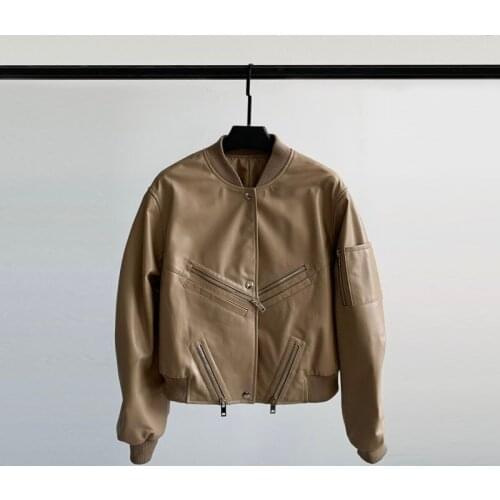 2021 Short Genuine Leather Jacket Women 100% Sheepskin Coat Female Motorcycle Spring Autumn Clothes Mujer Chaqueta Pph3390