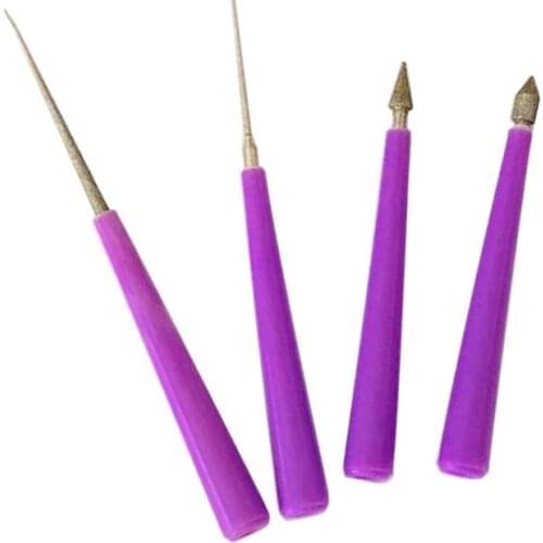 4PCS Diamond Needle File Sets Beading Hole Enlarger Tools Diamond Pearl Glass Beads Tipped Reaming File Reamer Jewelry Tools