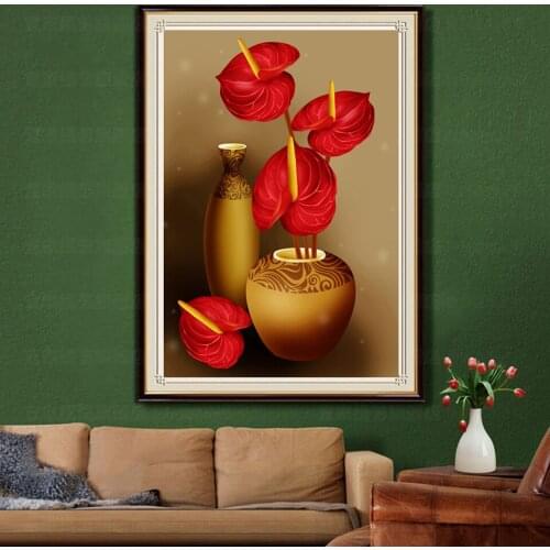 5D Diy Diamond Painting Calla And Classical Vase Diamond Mosaic Flowers Diamond Embroidery Pattern Full Square Rhinestone