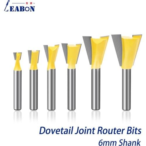6mm Shank Dovetail Joint Router Bits Set Woodworking Engraving Machine Tool Dovetail Milling Cutter for Wood 14 Degree