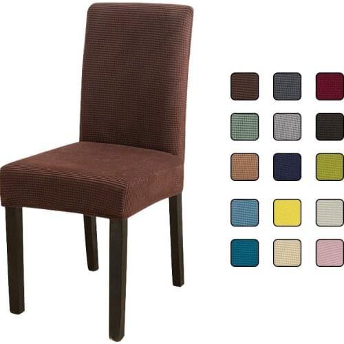 Airldianer removable Anti-dirty Spandex seat cover For Dining Room Hotel office chair cover Solid color Corn velvet 1/2/4/6PCS