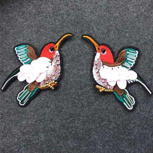 Sequined Bird Patch for Clothes Sewing on Rhinestone Beaded Applique for Jackets Jeans Bags Shoes Beading Sequins Applique