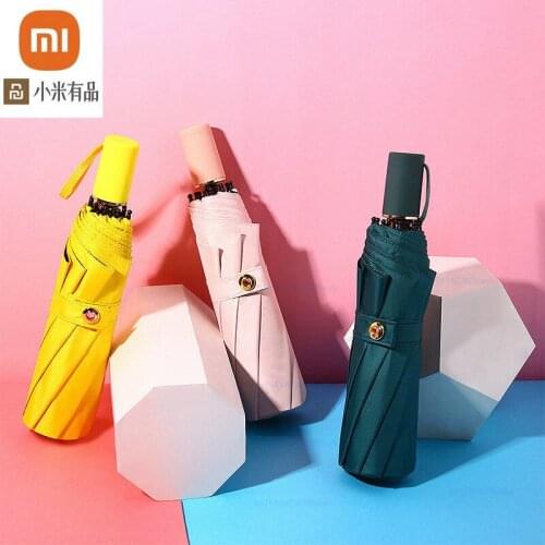 Xiaomi Automatic Umbrella Rain Women Three-folding Umbrella Windproof Pure Color Umbrella Female Waterproof parasol