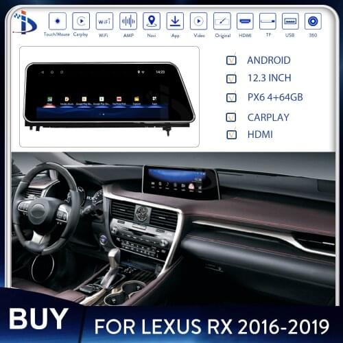 For Lexus RX 2016 2017 2018 2019 12.3 inch Android Car Radio Stereo Multimedia wifi BT Auto GPS Navigation Path Finder