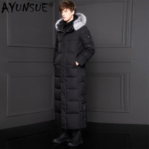 AYUNSUE 2020 New Goose Down Jacket Men Long Winter Coat Men Fox Fur Collar Thick Warm Plus Size Mens Jackets Overcoat 0007