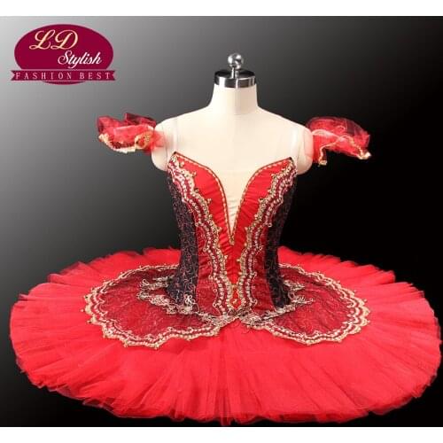 Adult Black Red Professional Tutu Red Ballet Tutus For Performance Black Swan Costumes Girls Ballet Tutu LD0014