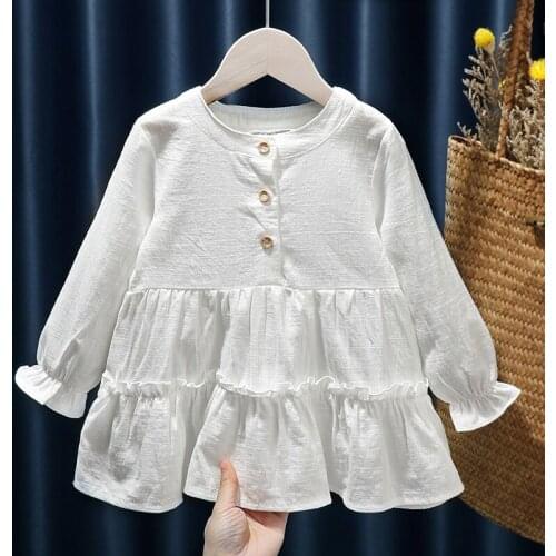 Fashion Baby Girl Blouse Sweet Cotton Long Sleeve cupcake Dress Tops Kids Princess Retro Blouse Tees Fall Clothes Children Tops