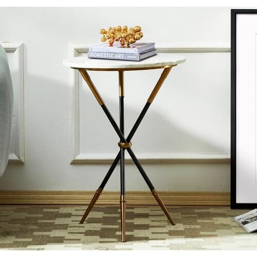 Lodica Side Table Natural Marble Metal Coffee Table