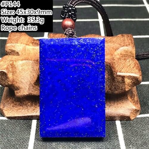 Big Natural Royal Blue Lapis Lazuli Pendant Necklace Jewelry For Women Men Stone Wealth Luck Gift Beads Adjustable Rope AAAAA